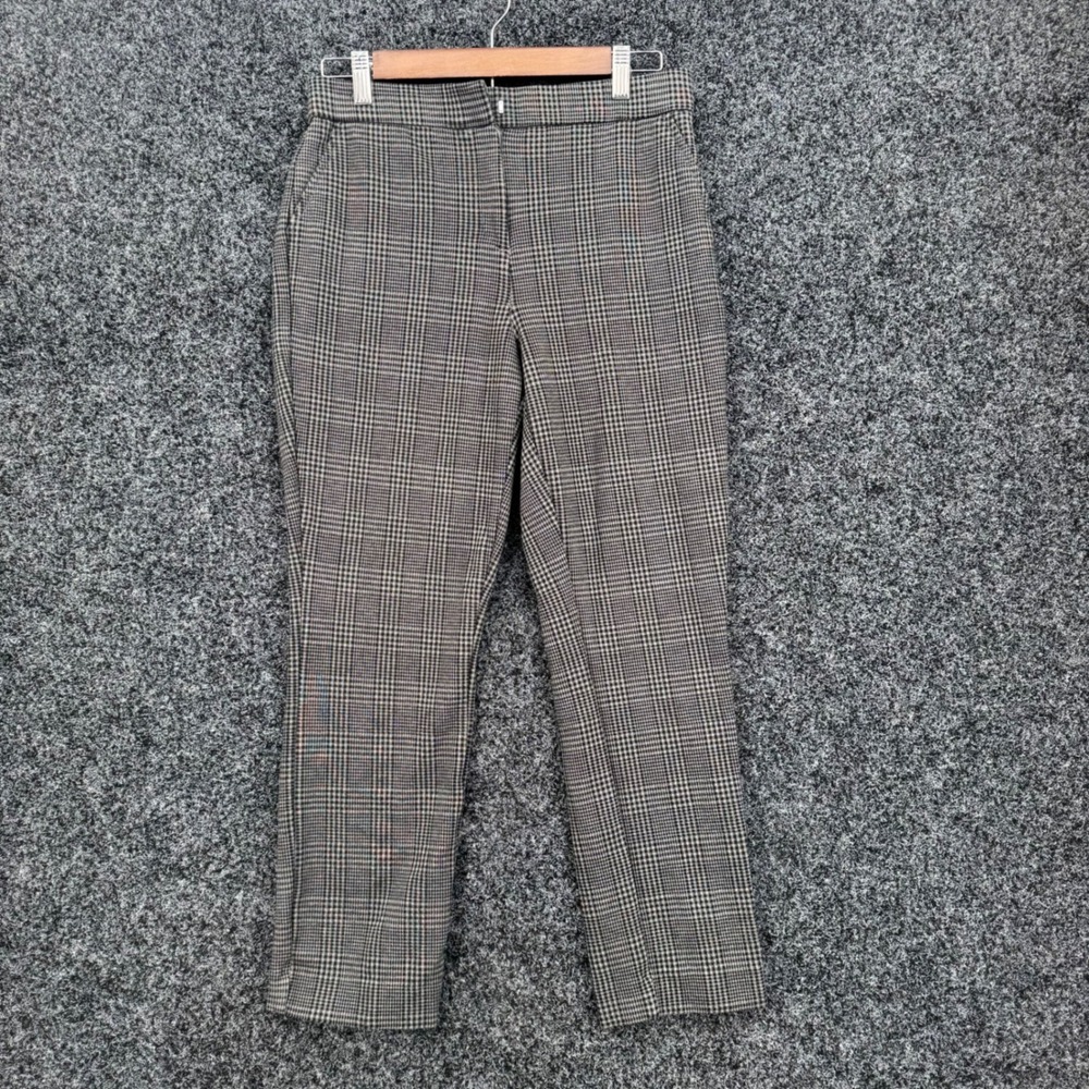Banana Republic Womens Black White Glen Plaid Ankle Pants Slim Straight Size 6